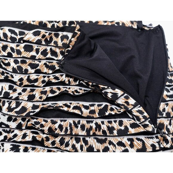 Calvin Klein Skirt Women's Size 8 Animal Print Cheetah Ruffled Hidden Zipper VTG - Picture 3 of 9